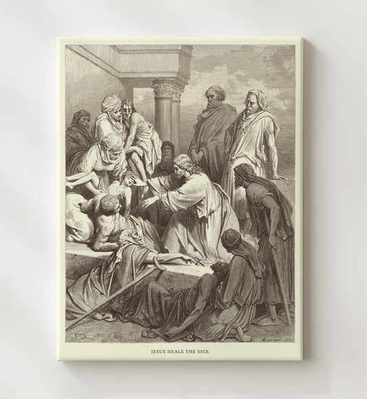 Jesus Heals a Paralytic Matthew 9:1-8 by Gustave Doré 8x10 Canvas Bible illustration wall art