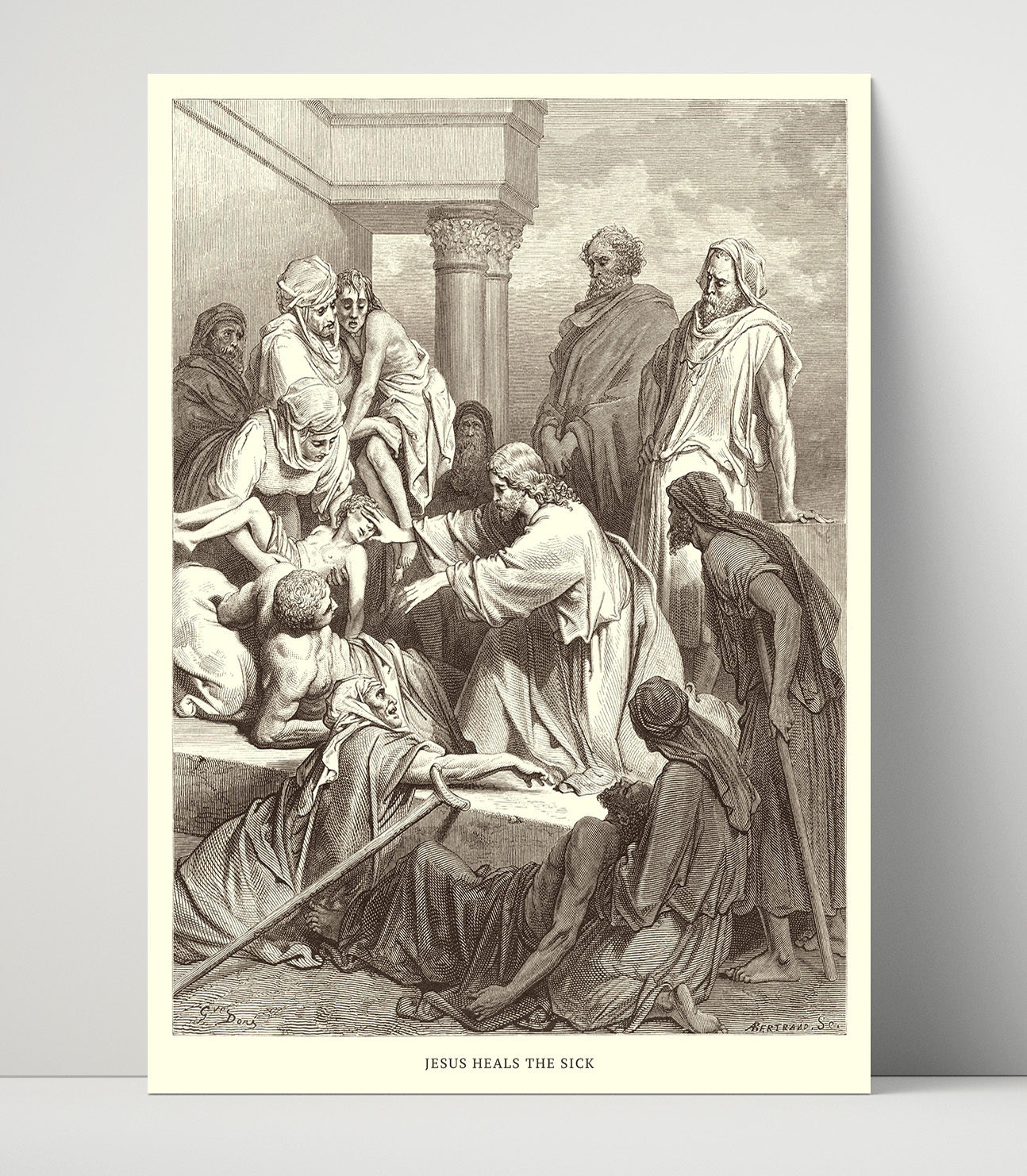 Jesus Heals a Paralytic Matthew 9:1-8 Dore Bible Illustration Wall Art 16x20 Unframed Print wall art print