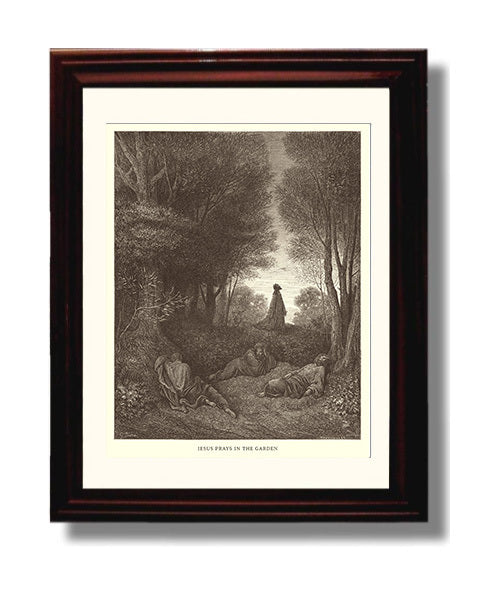 Jesus Heals the Epileptic Demoniac Matthew 17:14-18 Dore Bible Illustration Wall Art 8x10 Beveled Frame wall art print