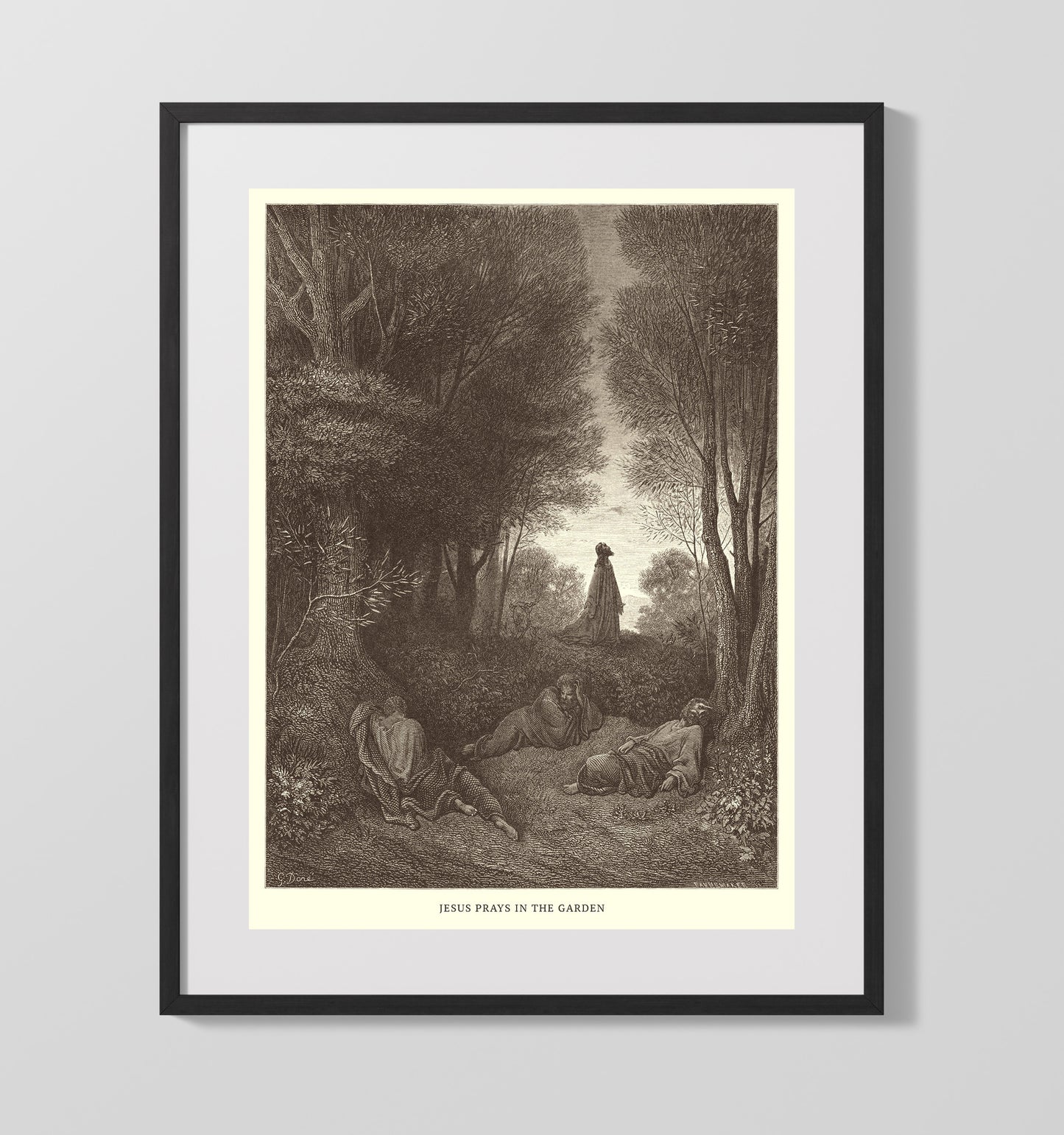 Jesus Heals the Epileptic Demoniac Matthew 17:14-18 Dore Bible Illustration Wall Art 16x20 Gallery Frame wall art print