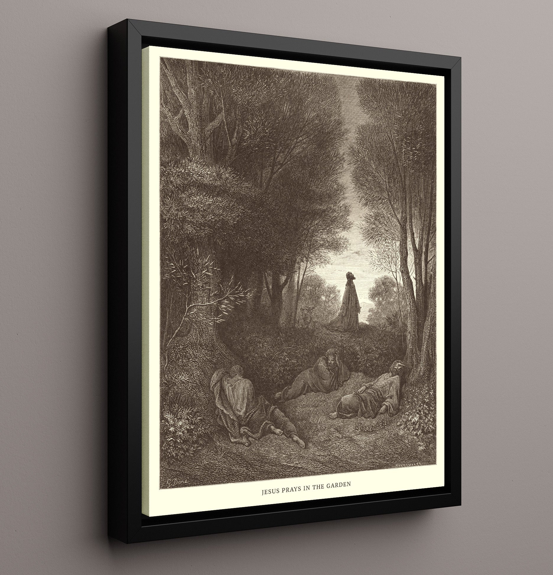 Jesus Heals the Epileptic Demoniac Matthew 17:14-18 Dore Bible Illustration Wall Art 16x20 Framed Canvas wall art print