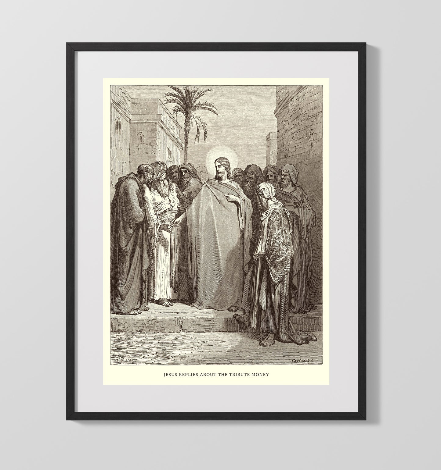 Jesus Heals the Sick Matthew 15:29-31 Dore Bible Illustration Wall Art 16x20 Gallery Frame wall art print