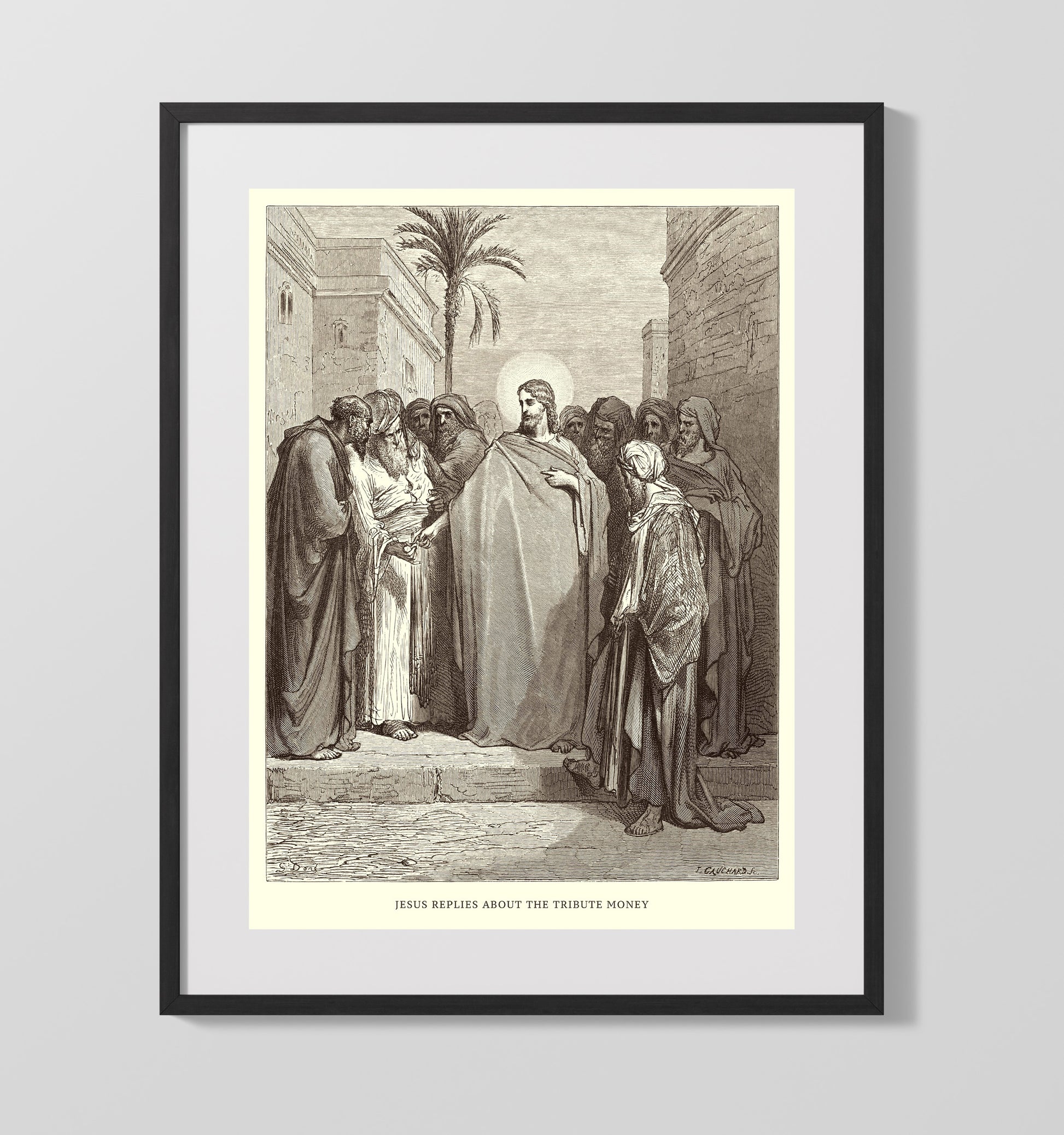 Jesus Heals the Sick Matthew 15:29-31 Dore Bible Illustration Wall Art 16x20 Gallery Frame wall art print