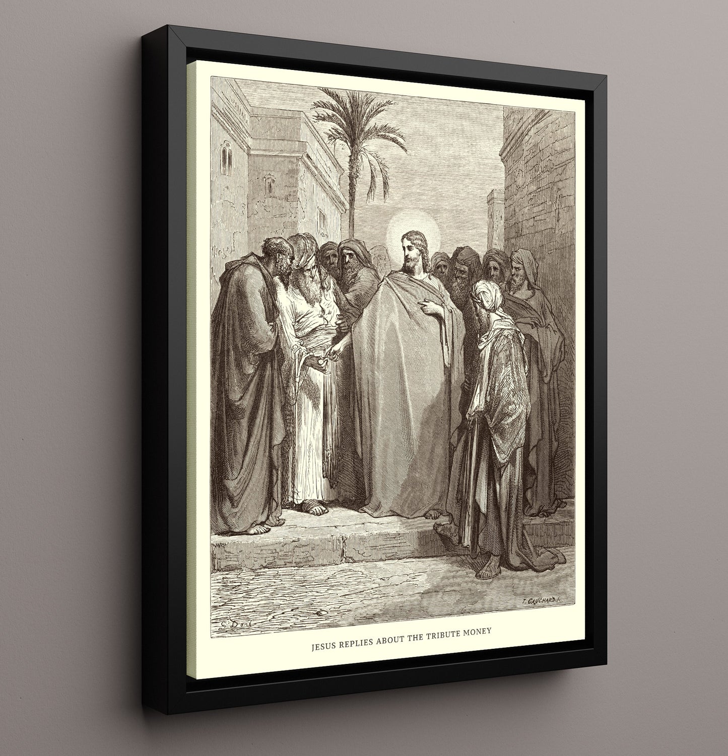 Jesus Heals the Sick Matthew 15:29-31 Dore Bible Illustration Wall Art 16x20 Framed Canvas wall art print