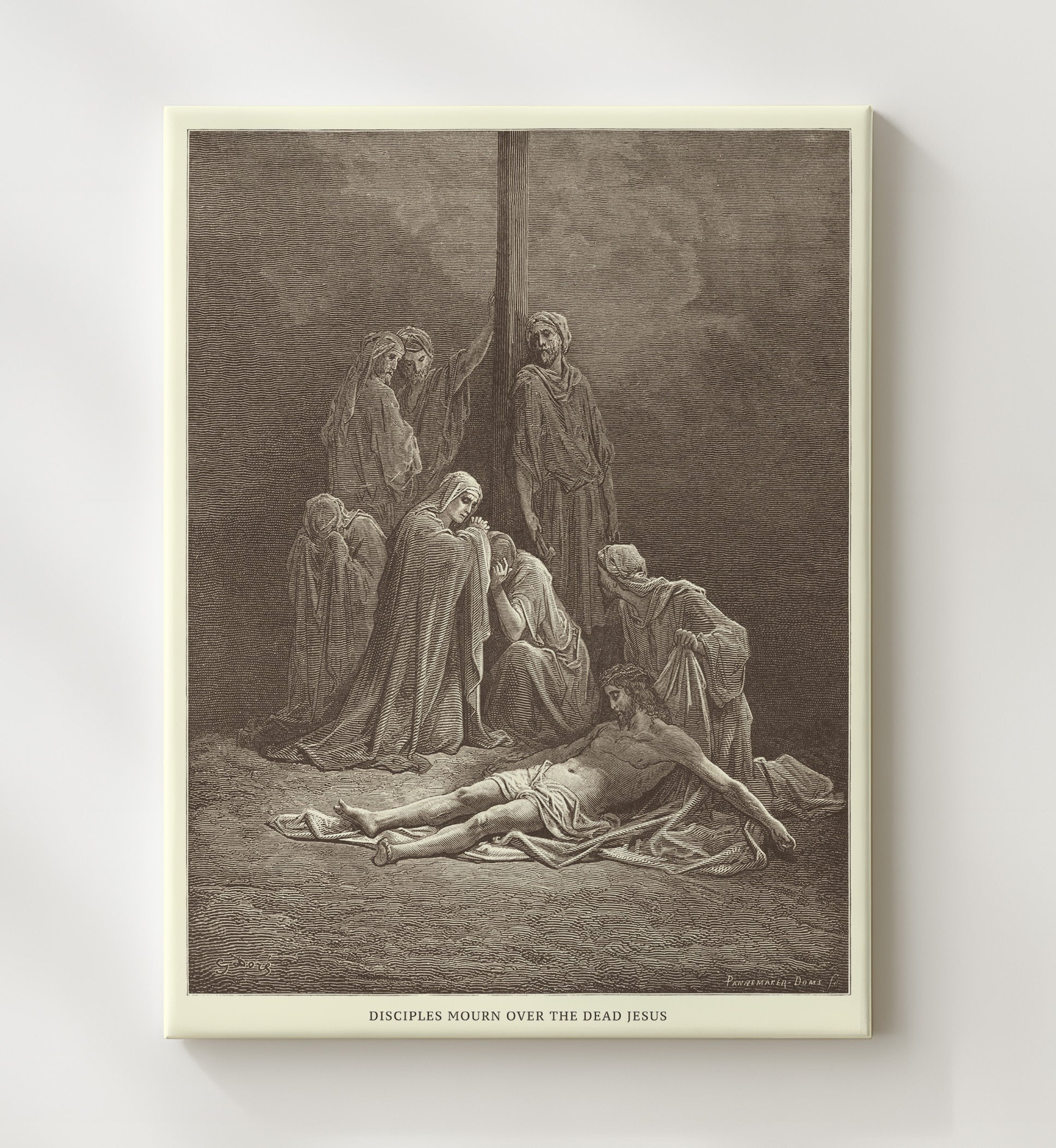 Jesus Is Buried in the Tomb Matthew 27:57-61 Dore Bible Illustration Wall Art 20x24 Canvas wall art print