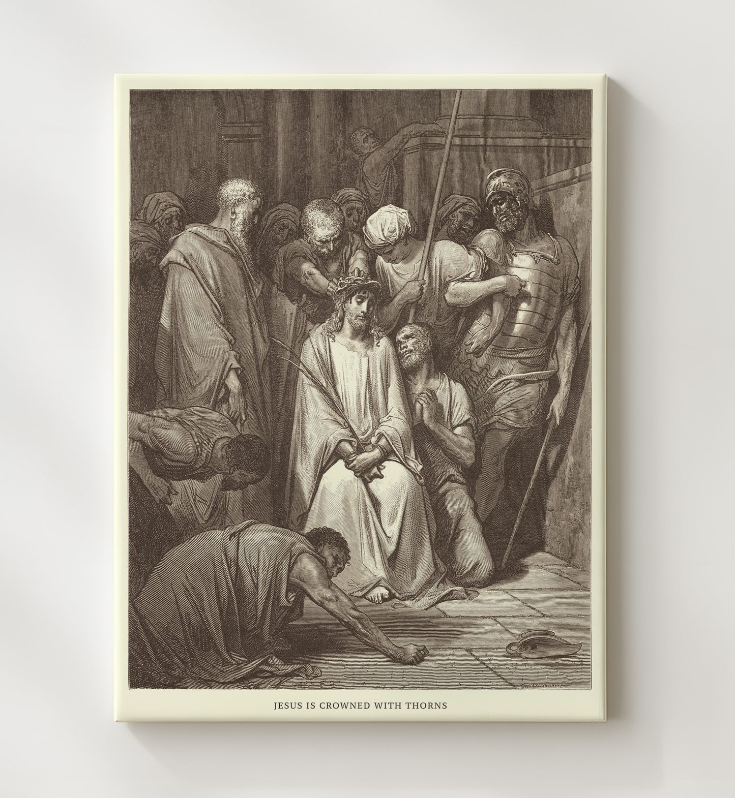Jesus Is Crowned with Thorns Matthew 27:27-31 Dore Bible Illustration Wall Art 20x24 Canvas wall art print