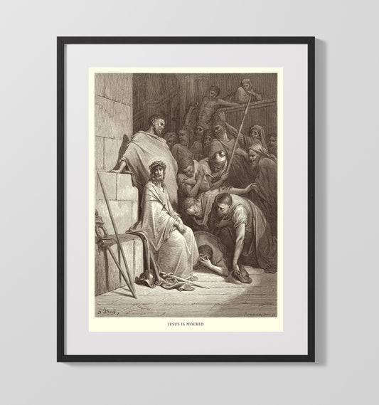 Jesus Is Mocked - Matthew 27:27-31 - Doré - 16x20 Gallery Frame