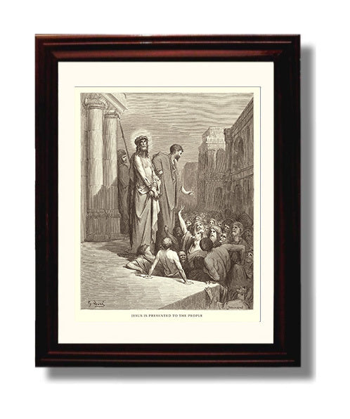 Jesus Is Nailed to the Cross John 19:18 Dore Bible Illustration Wall Art 8x10 Beveled Frame wall art print
