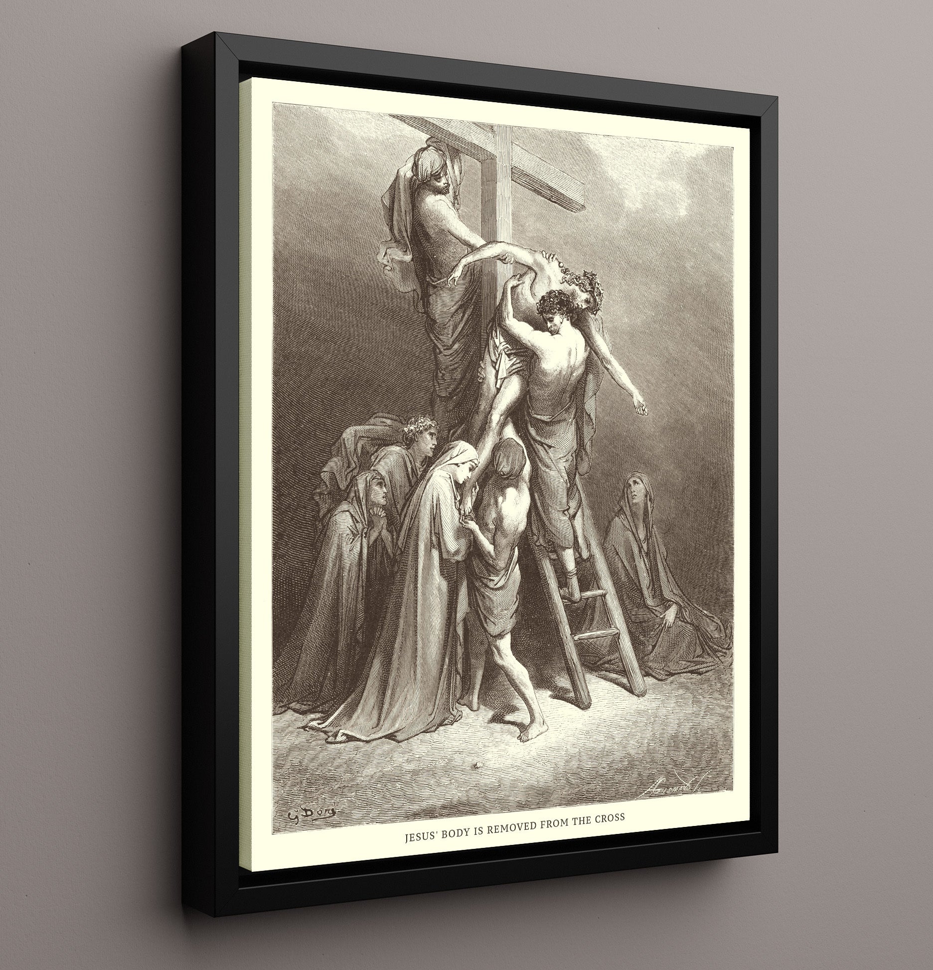 Jesus Is Scourged John 19:1 Dore Bible Illustration Wall Art 16x20 Framed Canvas wall art print