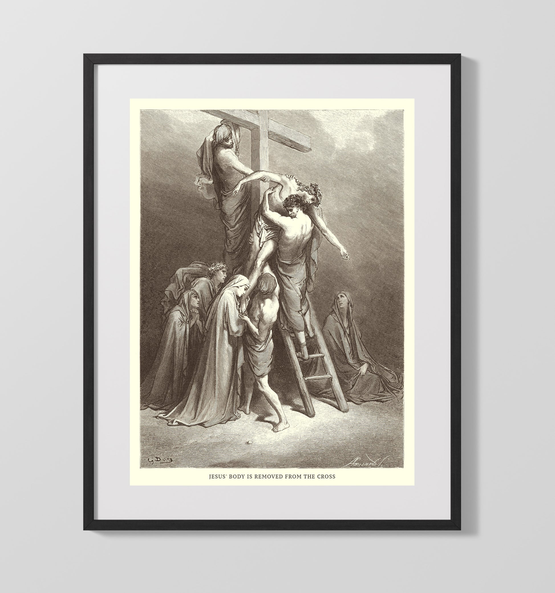 Jesus Is Scourged John 19:1 Dore Bible Illustration Wall Art 16x20 Gallery Frame wall art print