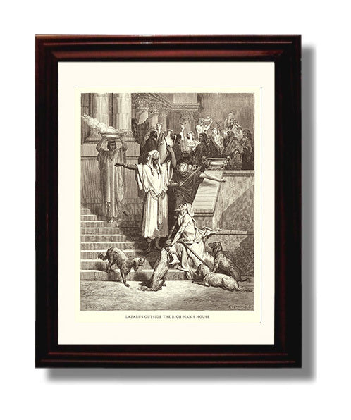 Jesus Preaches at the Sea of Galilee Mark 4:1-2 Dore Bible Illustration Wall Art 8x10 Beveled Frame wall art print