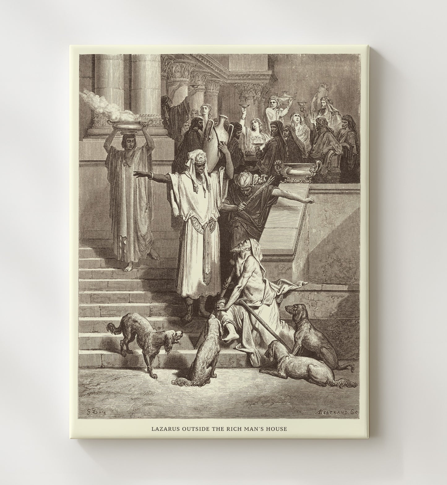 Jesus Preaches at the Sea of Galilee Mark 4:1-2 Dore Bible Illustration Wall Art 20x24 Canvas wall art print