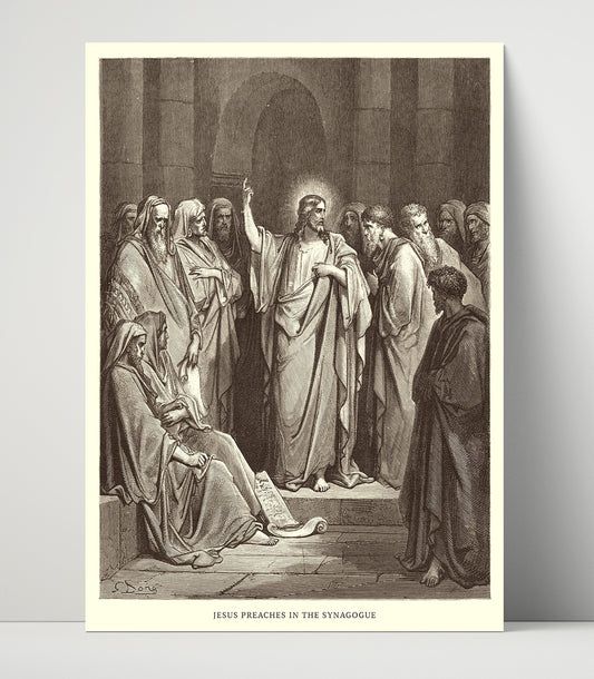 Jesus Preaches in the Synagogue - Luke 4:16-30 - Doré - 16x20 Unframed Print