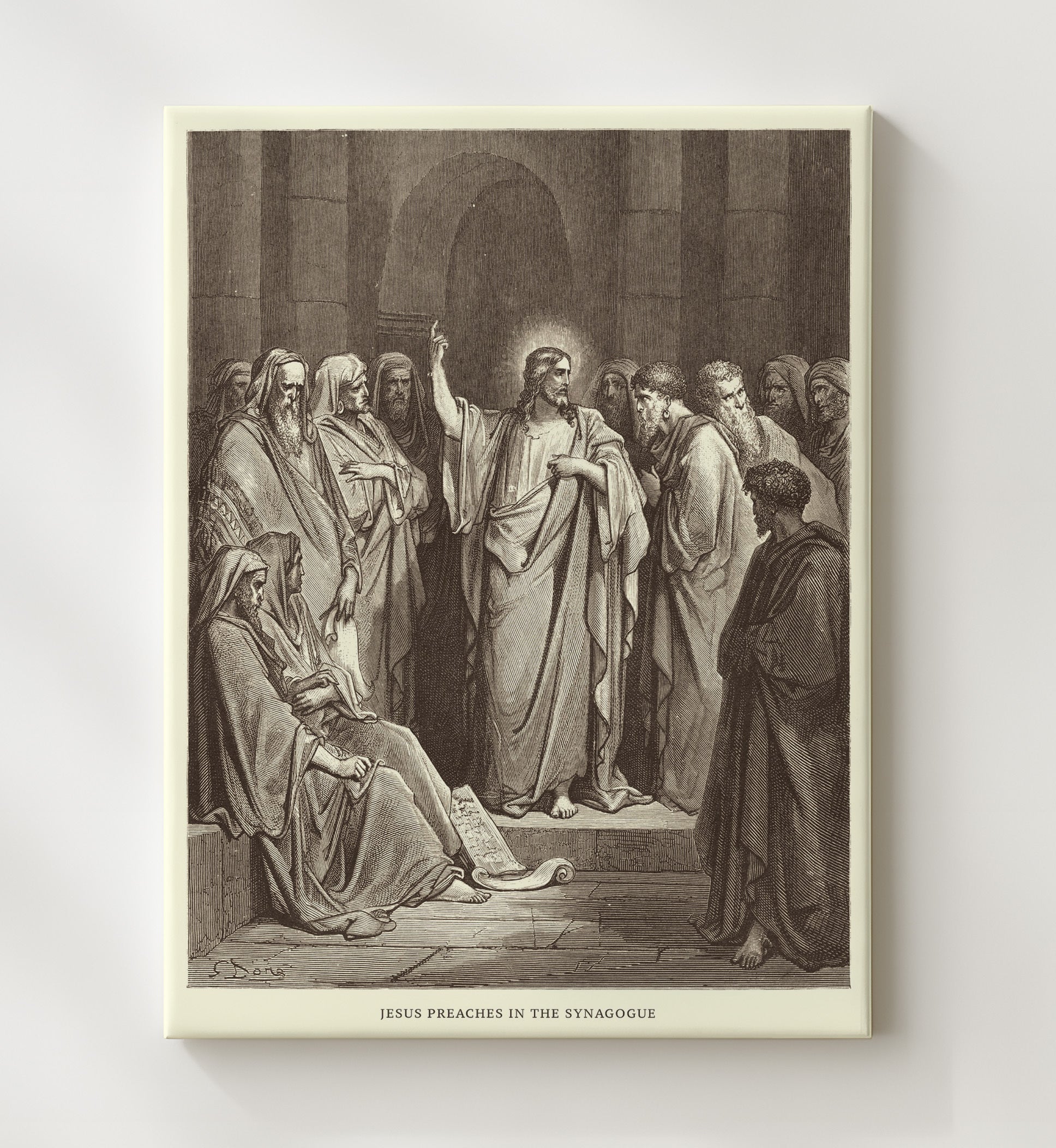 Jesus Preaches in the Synagogue Luke 4:16-30 Dore Bible Illustration Wall Art 20x24 Canvas wall art print