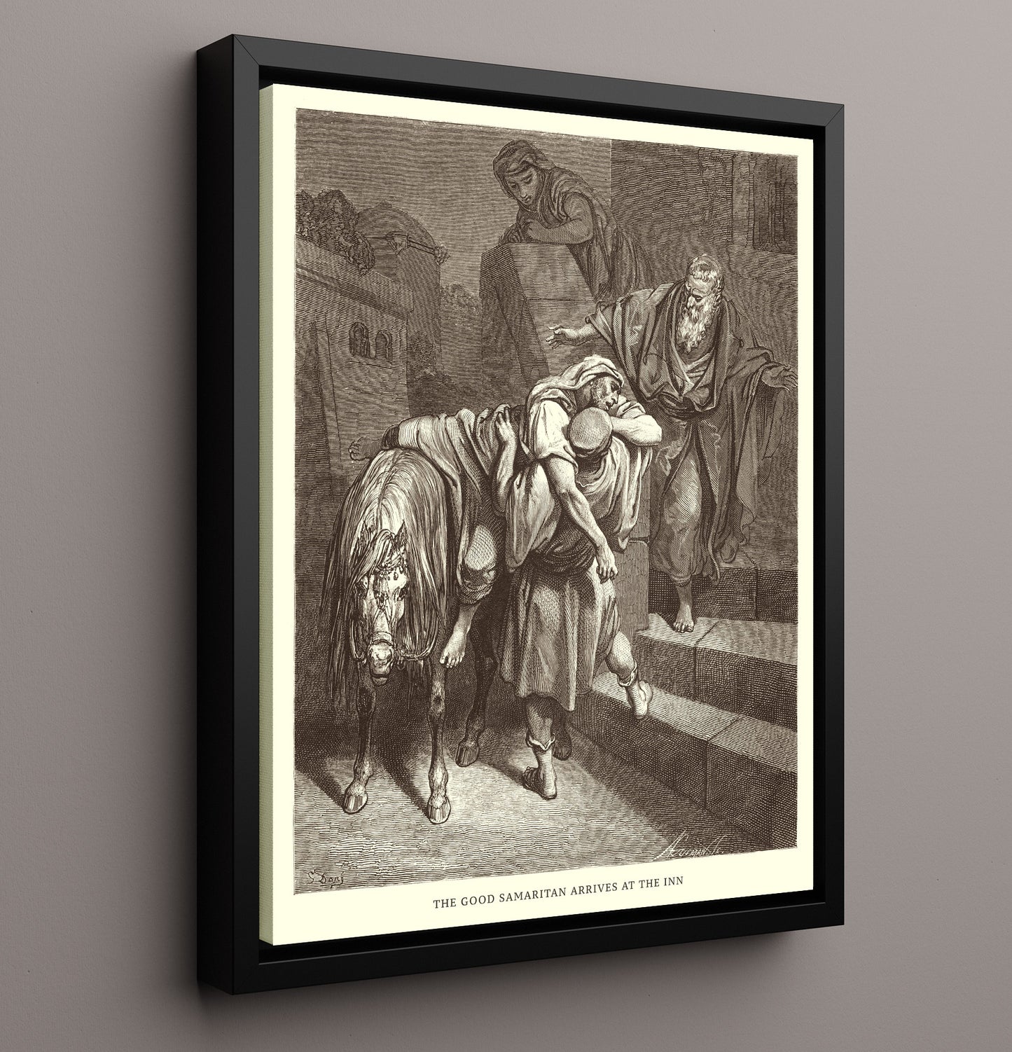 Jesus Preaches to the Multitude Matthew 5:7 Dore Bible Illustration Wall Art 16x20 Framed Canvas wall art print