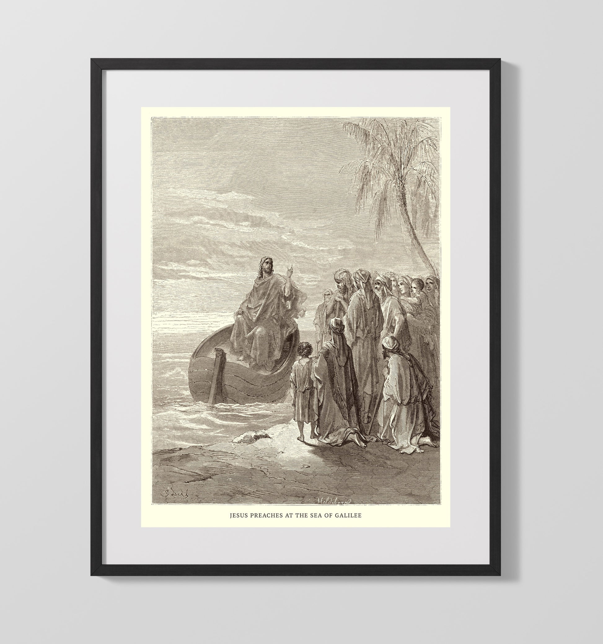 Jesus Raises the Daughter of Jairus Mark 5:35-43 Dore Bible Illustration Wall Art 16x20 Gallery Frame wall art print