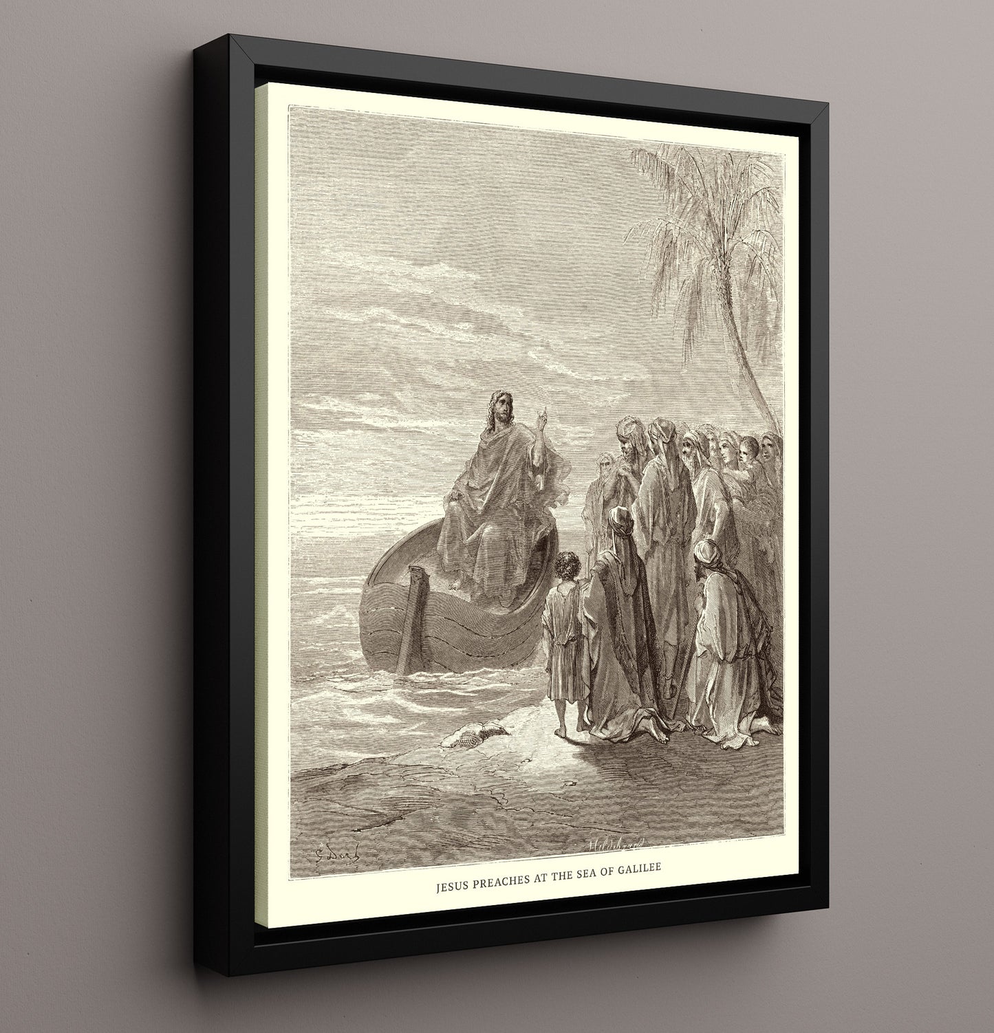 Jesus Raises the Daughter of Jairus Mark 5:35-43 Dore Bible Illustration Wall Art 16x20 Framed Canvas wall art print