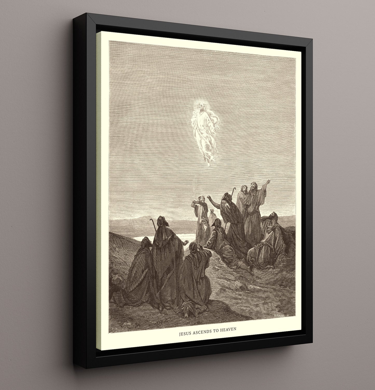 Jesus and Two Disciples Go to Emmaus Luke 24:13-35 Dore Bible Illustration Wall Art 16x20 Framed Canvas wall art print