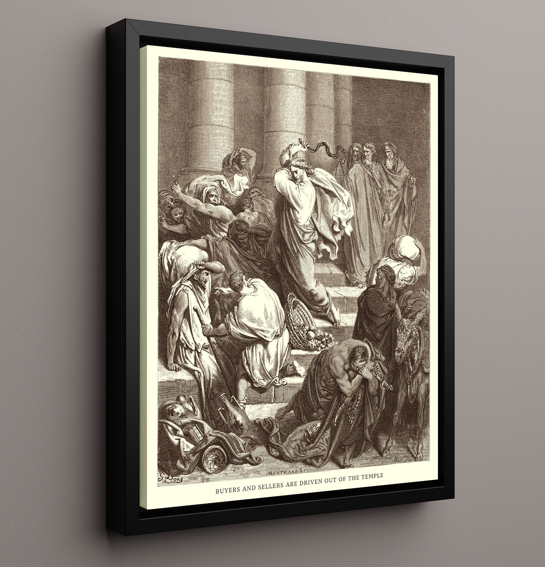 Jesus and the Woman Taken in Adultery John 8:1-11 Dore Bible Illustration Wall Art 16x20 Framed Canvas wall art print