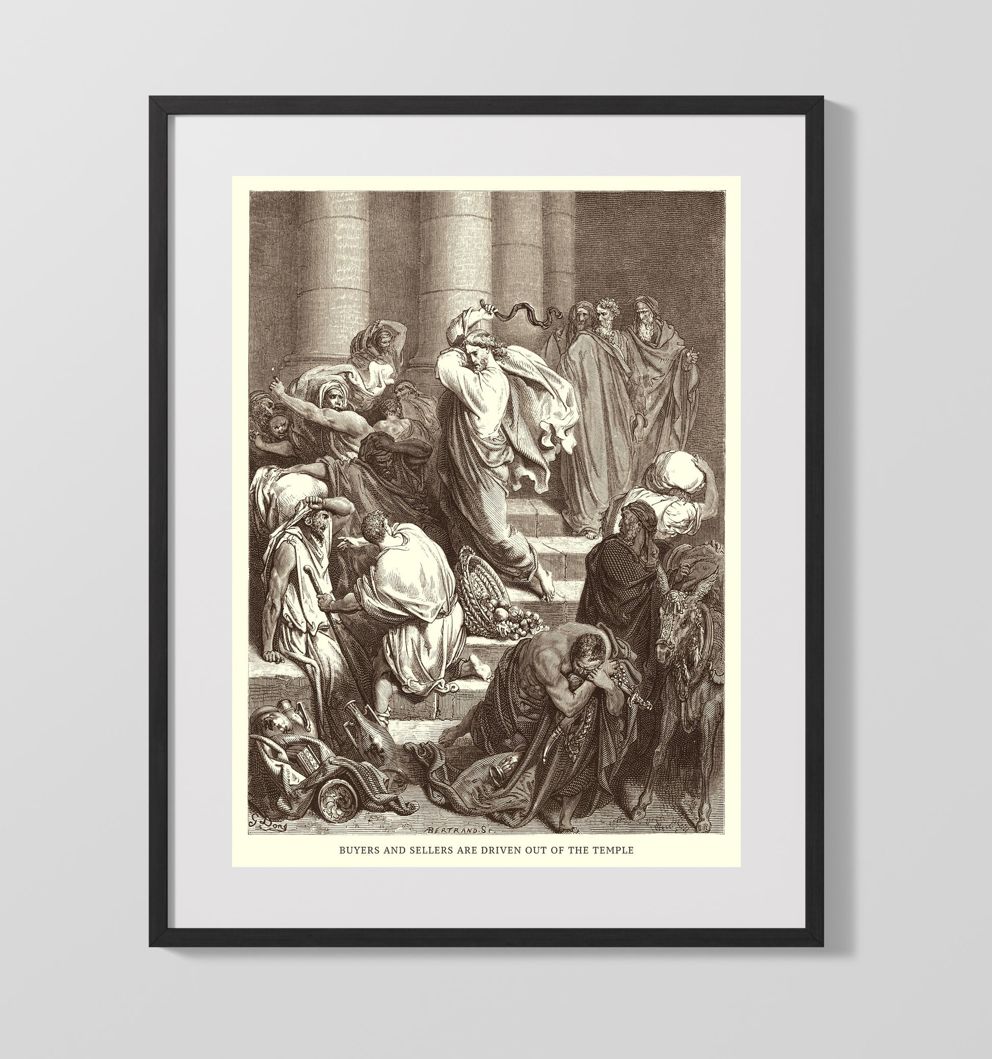 Jesus and the Woman Taken in Adultery John 8:1-11 Dore Bible Illustration Wall Art 16x20 Gallery Frame wall art print