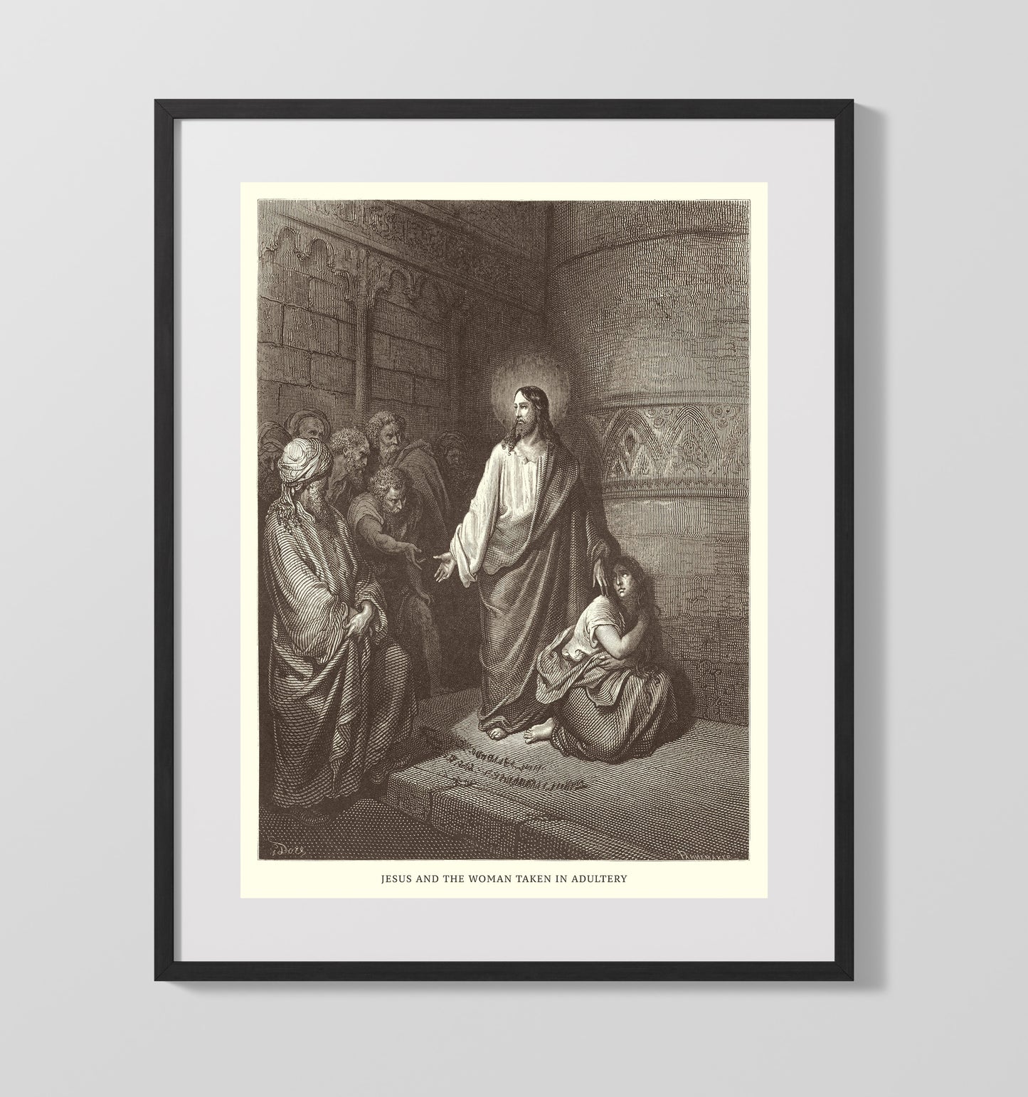 Jesus and the Woman of Samaria John 4:1-26 Dore Bible Illustration Wall Art 16x20 Gallery Frame wall art print