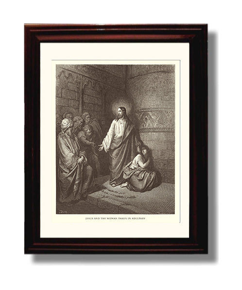 Jesus and the Woman of Samaria John 4:1-26 Dore Bible Illustration Wall Art 8x10 Beveled Frame wall art print