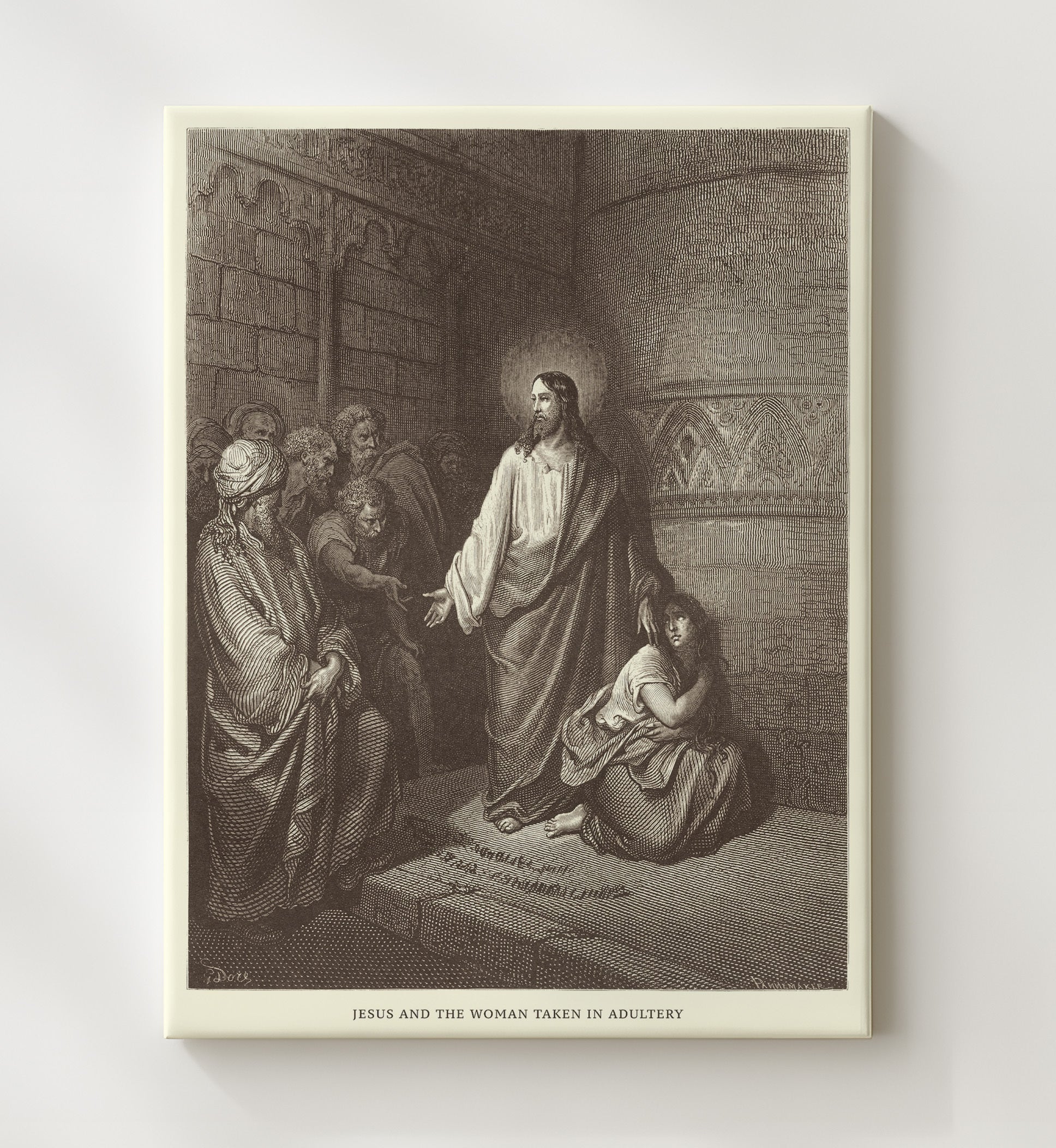 Jesus and the Woman of Samaria John 4:1-26 Dore Bible Illustration Wall Art 20x24 Canvas wall art print