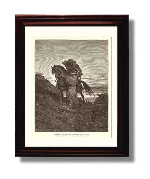 Jesus at the House of Martha and Mary Luke 10:38-42 Dore Bible Illustration Wall Art 8x10 Beveled Frame wall art print