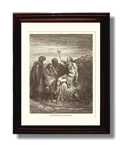 Job Hears of His Misfortunes Job 1:13-22 Dore Bible Illustration Wall Art 8x10 Beveled Frame wall art print