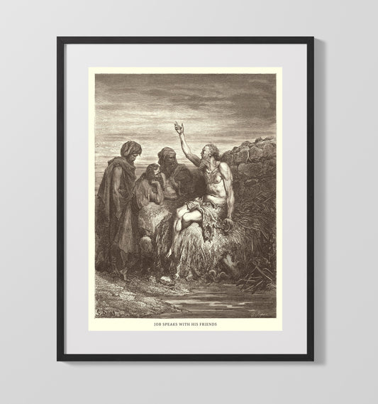 Job Hears of His Misfortunes - Job 1:13-22 - Doré - 16x20 Gallery Frame