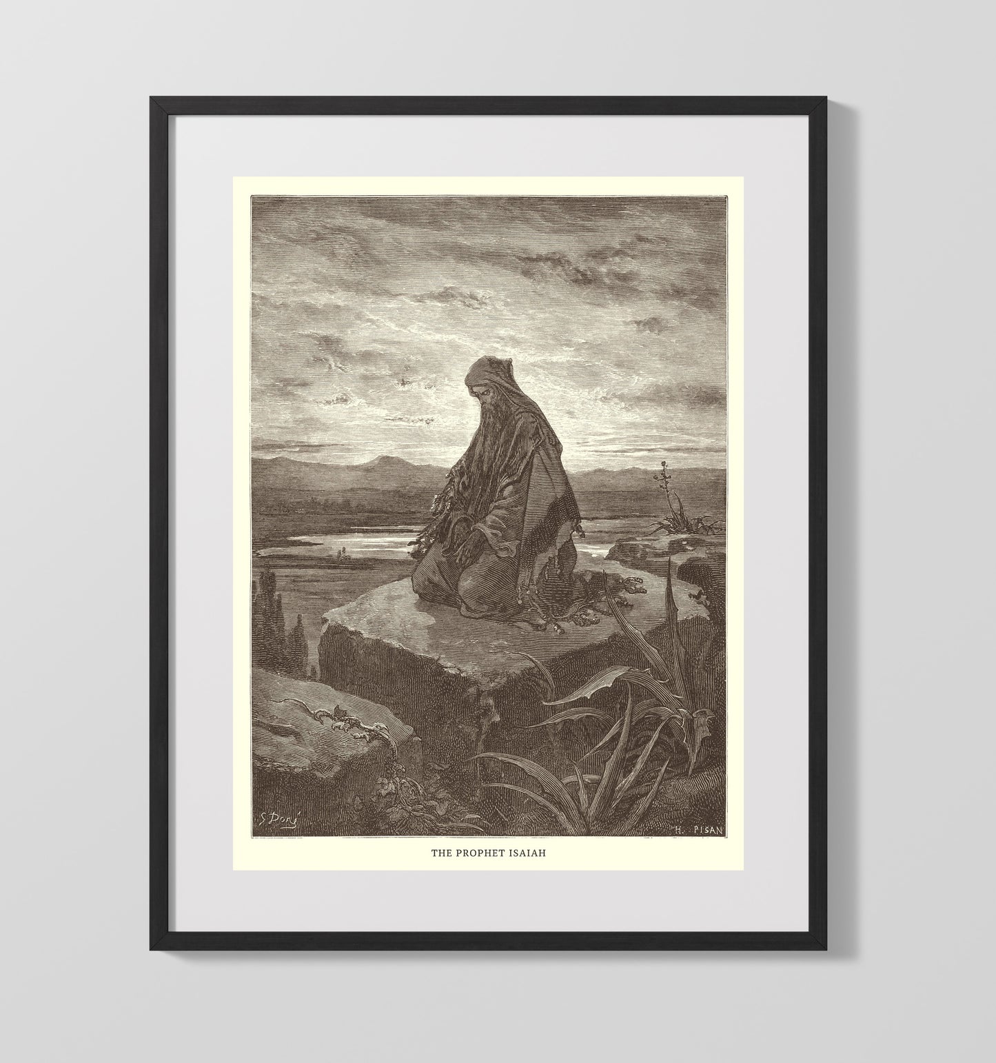 Job Speaks with His Friends Job 2:11-13 Dore Bible Illustration Wall Art 16x20 Gallery Frame wall art print