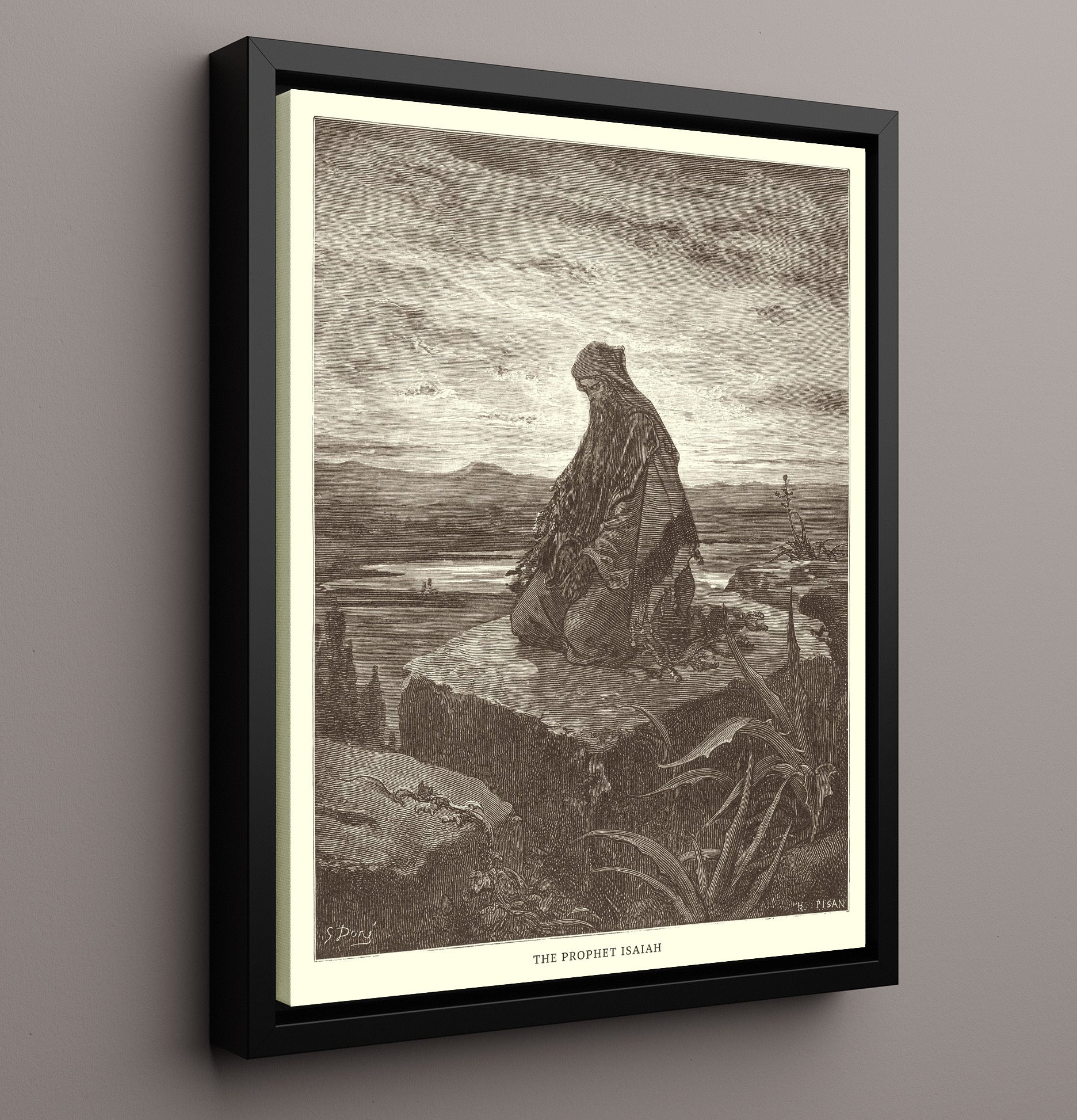Job Speaks with His Friends Job 2:11-13 Dore Bible Illustration Wall Art 16x20 Framed Canvas wall art print