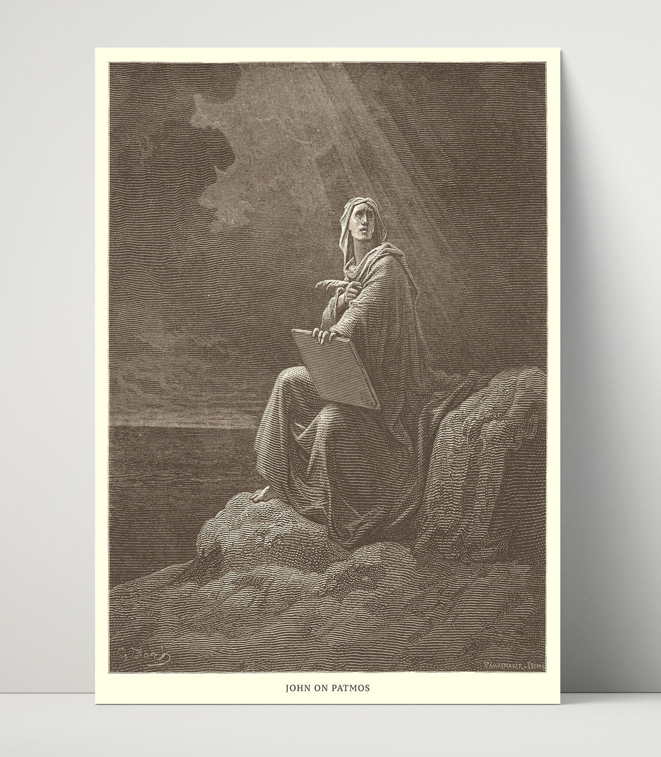 John on Patmos Revelation 1:9-20 Dore Bible Illustration Wall Art 16x20 Unframed Print wall art print