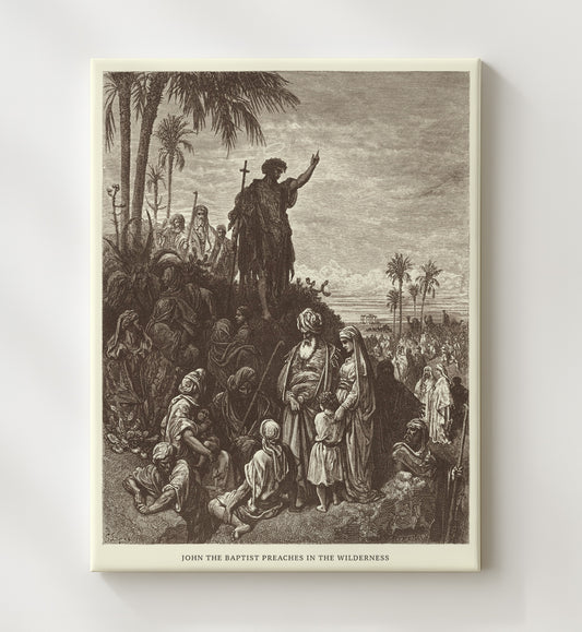 John the Baptist Preaches in the Wilderness - Matthew 3:1-12 - Doré - 20x24 Canvas