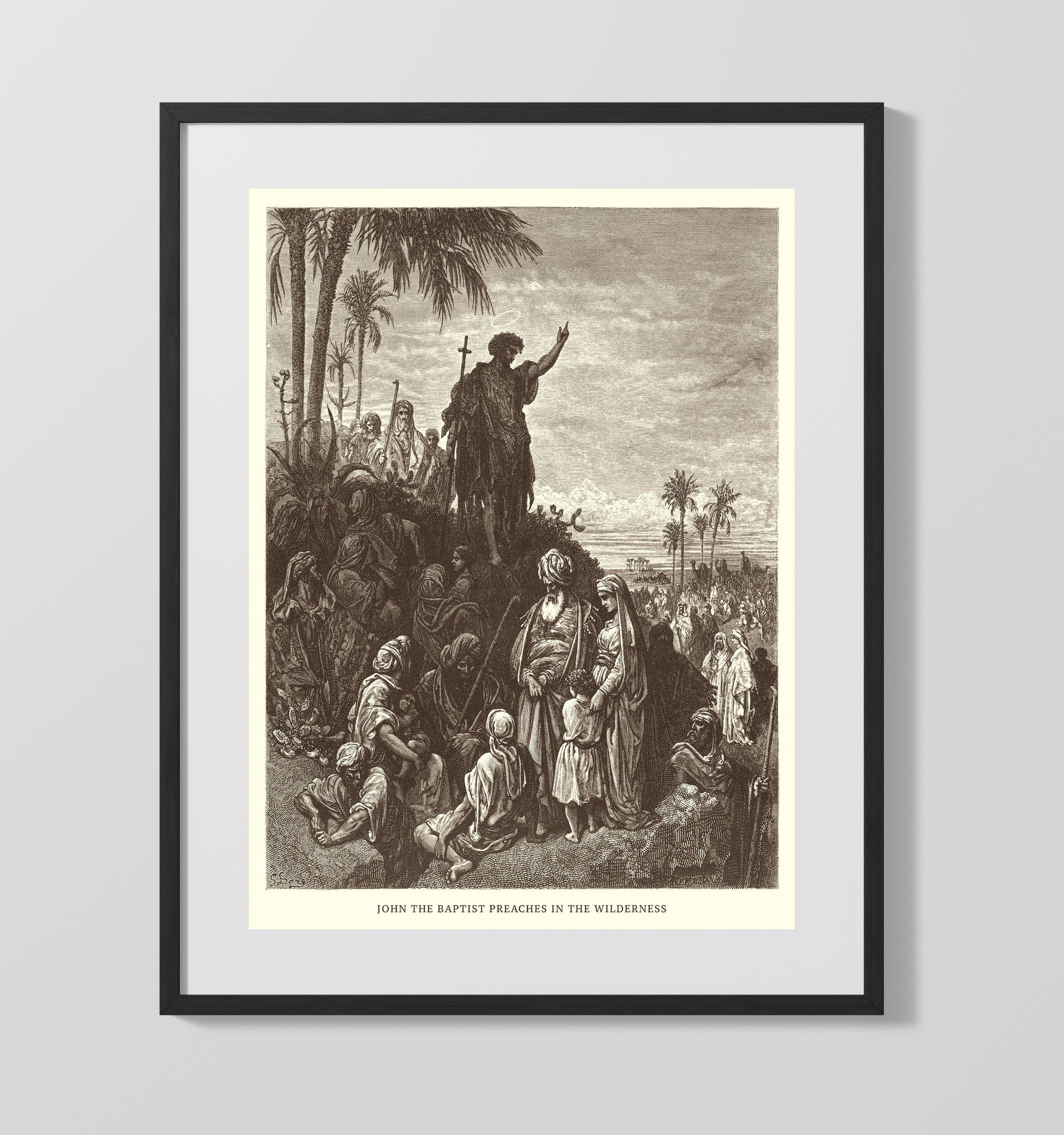 John the Baptist Preaches in the Wilderness Matthew 3:1-12 Dore Bible Illustration Wall Art 16x20 Gallery Frame wall art print