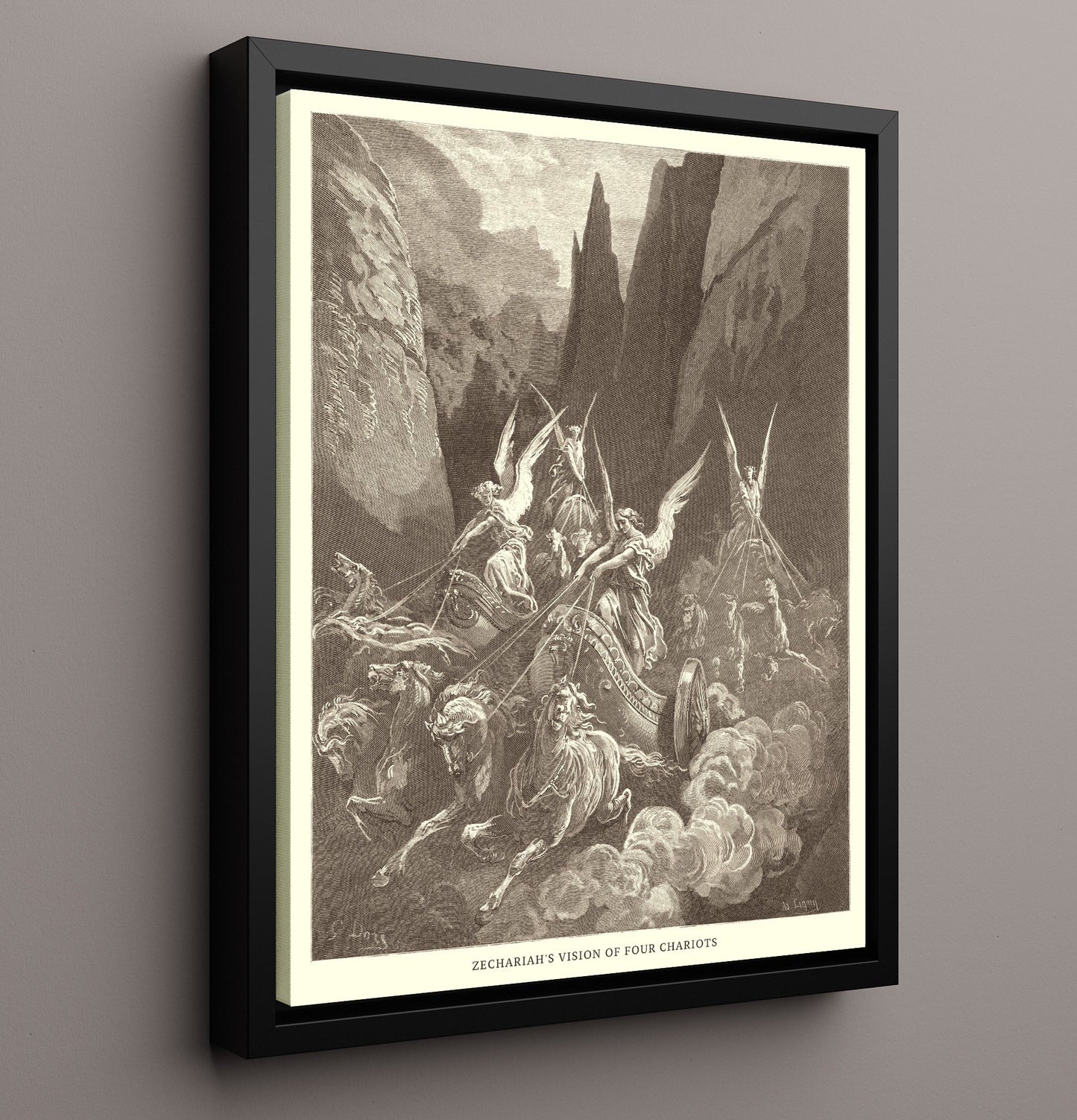 Jonah Is Spewed Forth by the Whale Jonah 2:10 Dore Bible Illustration Wall Art 16x20 Framed Canvas wall art print