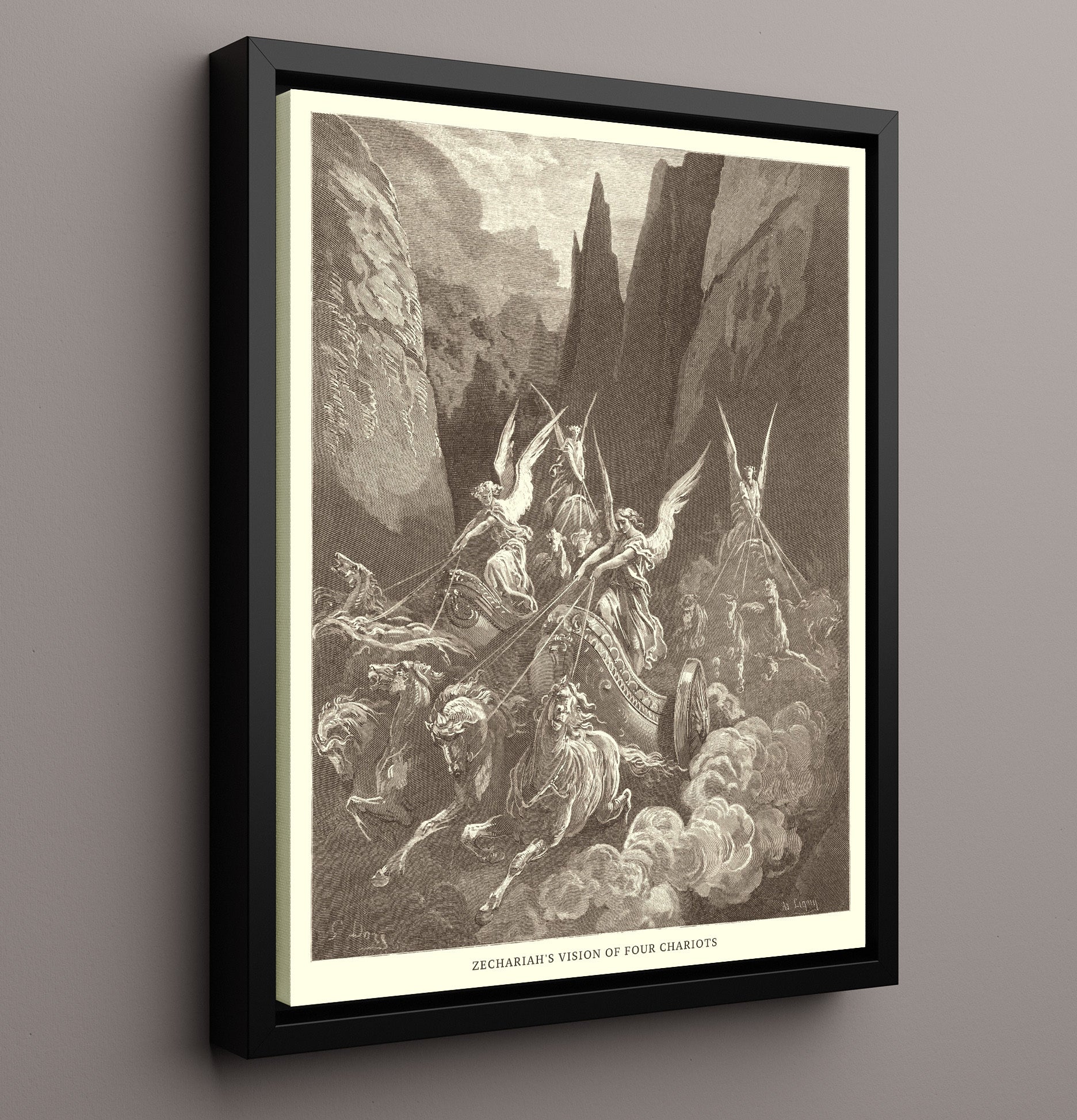 Jonah Is Spewed Forth by the Whale Jonah 2:10 Dore Bible Illustration Wall Art 16x20 Framed Canvas wall art print