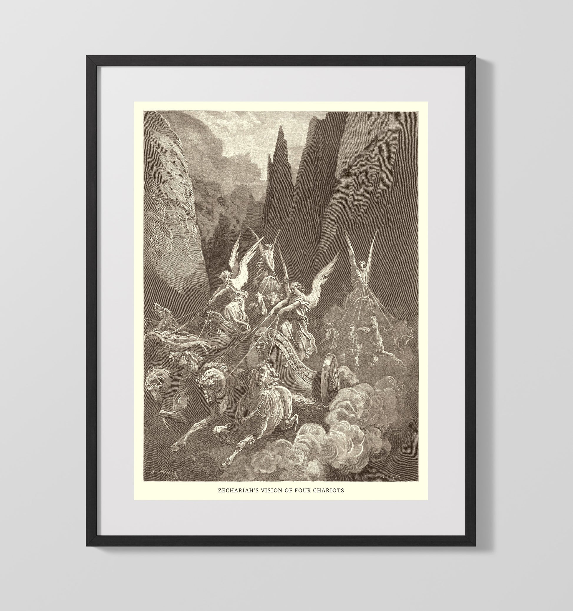 Jonah Is Spewed Forth by the Whale Jonah 2:10 Dore Bible Illustration Wall Art 16x20 Gallery Frame wall art print