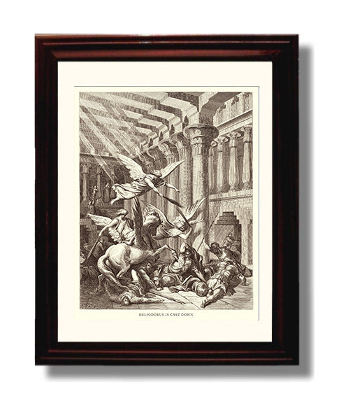 Jonathan Destroys the Temple of Dagon 1 Maccabees 10-83-84 Dore Bible Illustration Wall Art 8x10 Beveled Frame wall art print