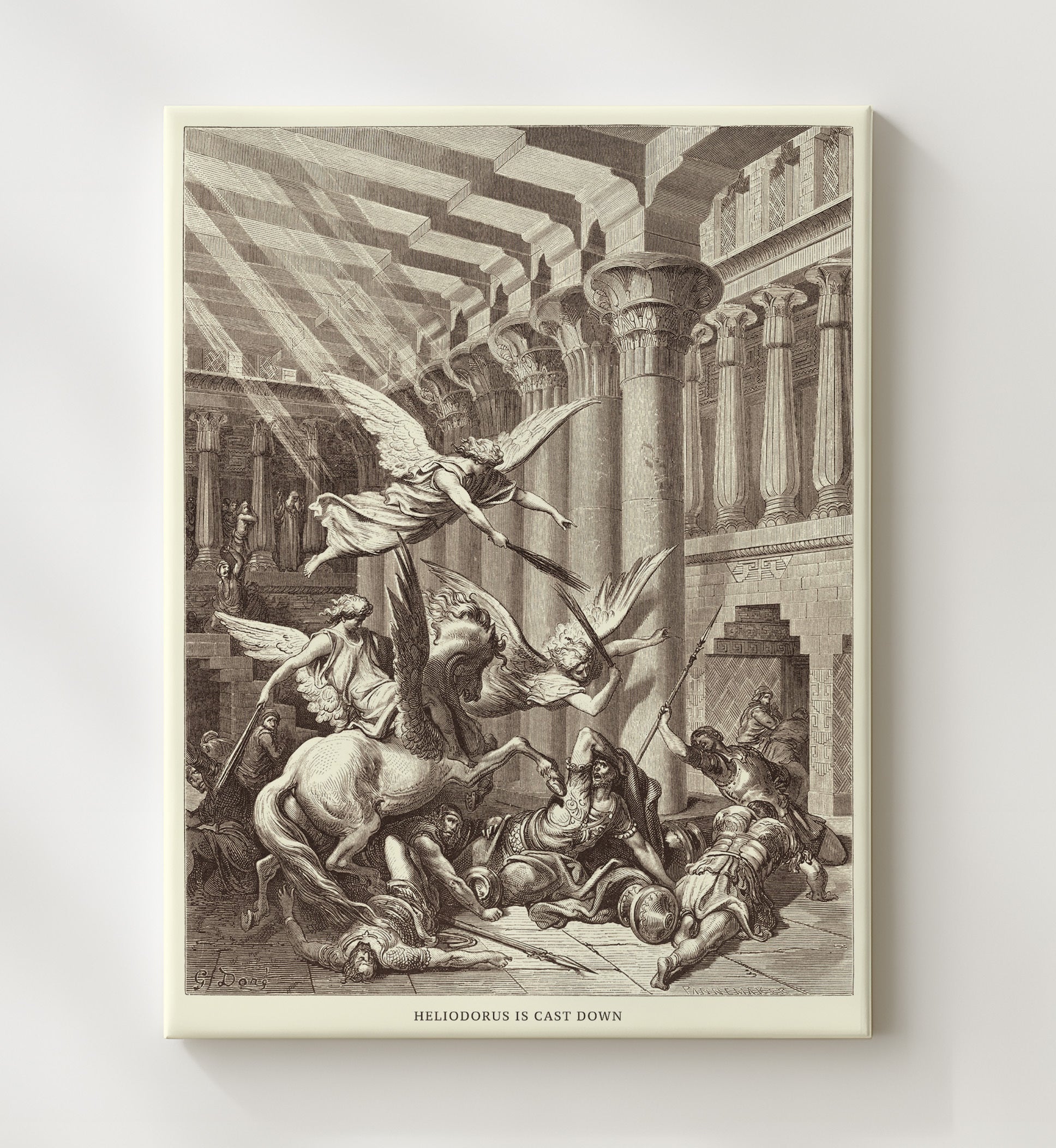 Jonathan Destroys the Temple of Dagon 1 Maccabees 10-83-84 Dore Bible Illustration Wall Art 20x24 Canvas wall art print