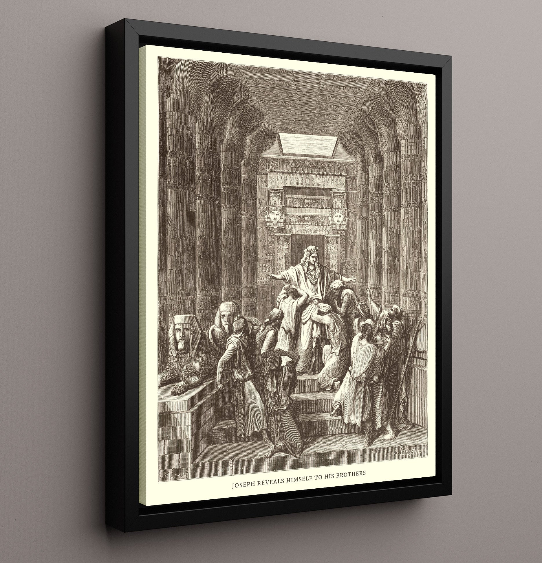 Joseph Interprets Pharaohs Dream Genesis 41:1-36 Dore Bible Illustration Wall Art 16x20 Framed Canvas wall art print