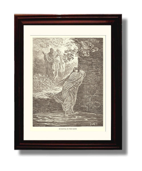 Joseph Leads Mary and Jesus into Egypt Matthew 2:13-15 Dore Bible Illustration Wall Art 8x10 Beveled Frame wall art print