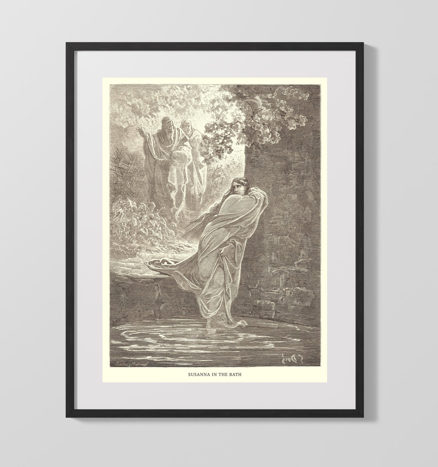 Joseph Leads Mary and Jesus into Egypt Matthew 2:13-15 Dore Bible Illustration Wall Art 16x20 Gallery Frame wall art print