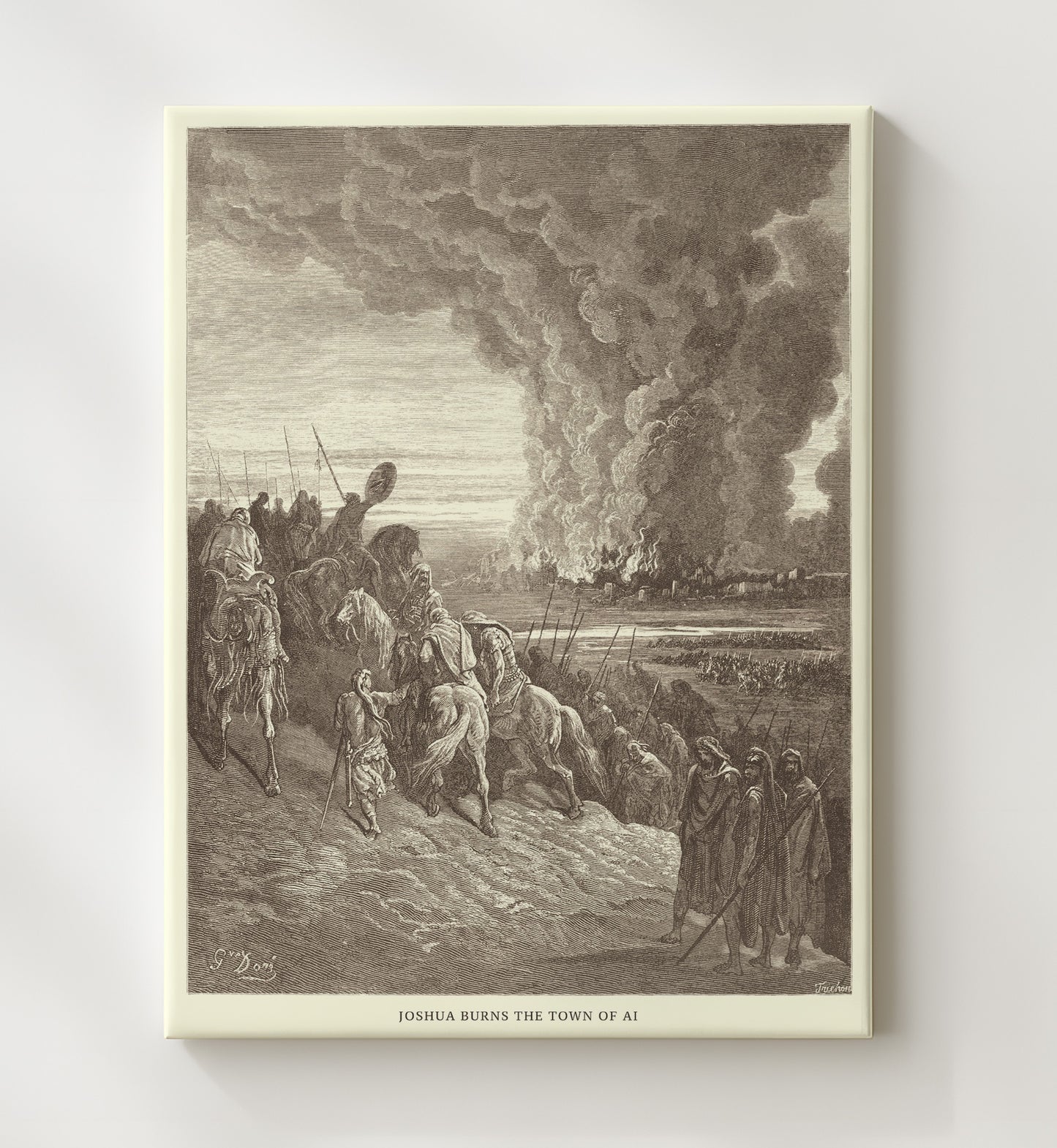 Joshua Burns the Town of Ai Joshua 8:28-29 Dore Bible Illustration Wall Art 20x24 Canvas wall art print