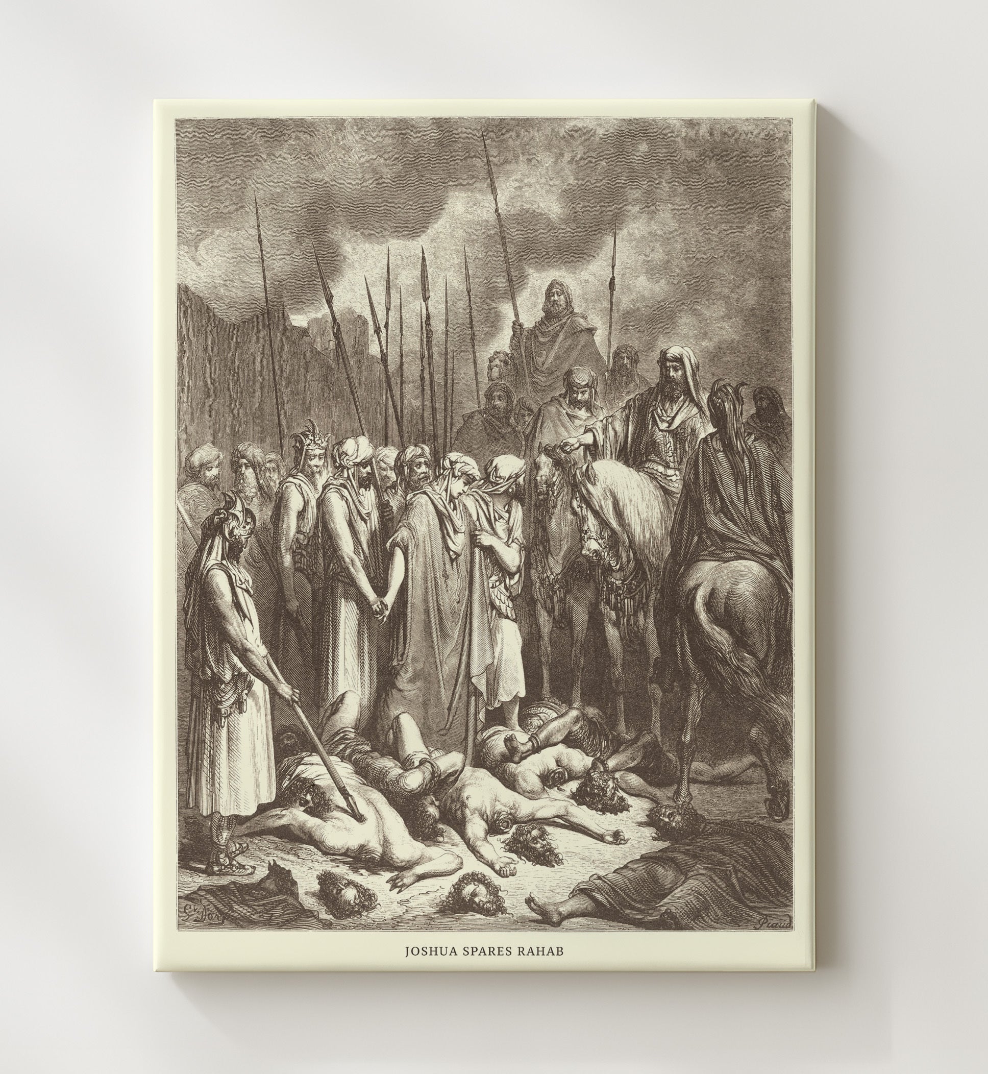 Joshua Spares Rahab Joshua 6:22-25 Dore Bible Illustration Wall Art 20x24 Canvas wall art print