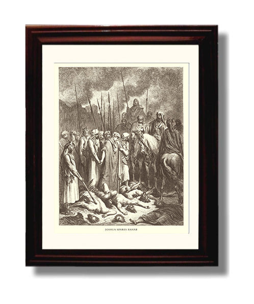 Joshua Spares Rahab Joshua 6:22-25 Dore Bible Illustration Wall Art 8x10 Beveled Frame wall art print