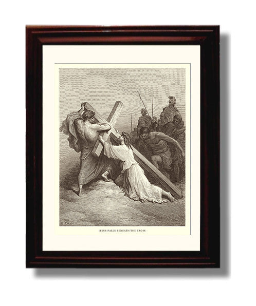 Judas Betrays Jesus Matthew 26:47-50 Dore Bible Illustration Wall Art 8x10 Beveled Frame wall art print