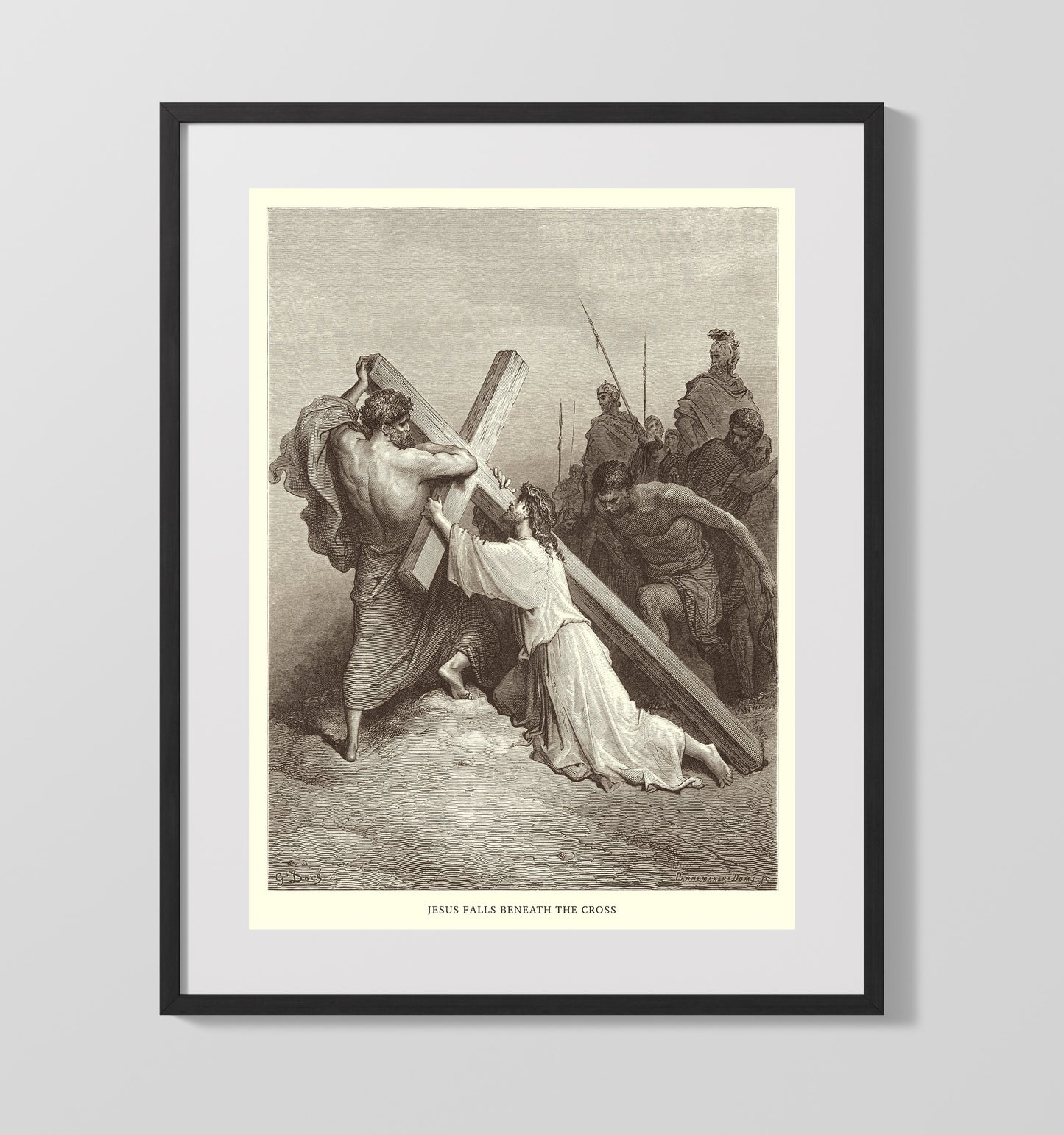 Judas Betrays Jesus Matthew 26:47-50 Dore Bible Illustration Wall Art 16x20 Gallery Frame wall art print