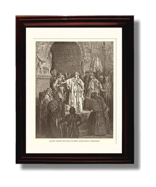 Judith Shows the Head of Holofernes Judith 14-1-10 Dore Bible Illustration Wall Art 8x10 Beveled Frame wall art print