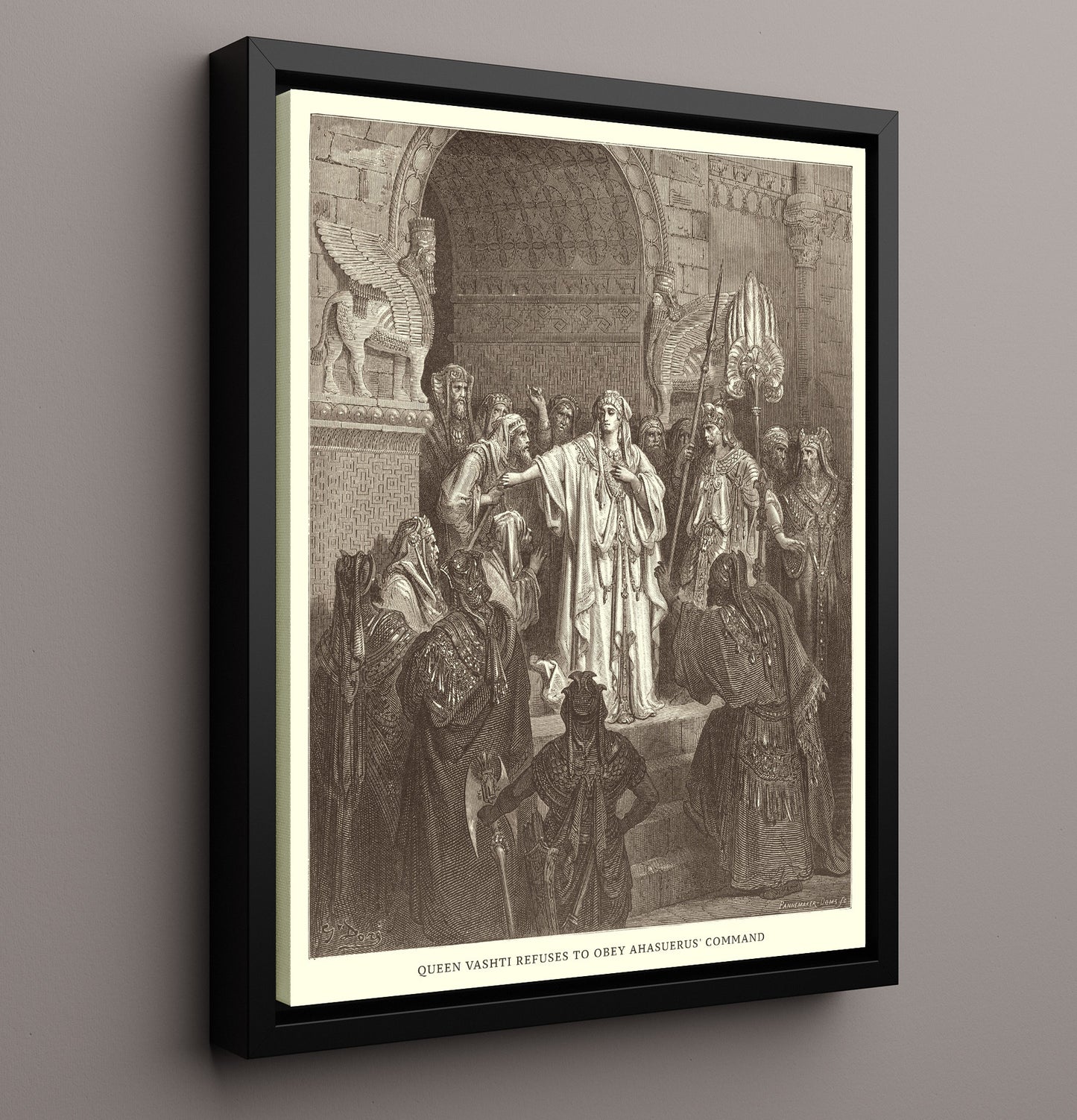 Judith Shows the Head of Holofernes Judith 14-1-10 Dore Bible Illustration Wall Art 16x20 Framed Canvas wall art print